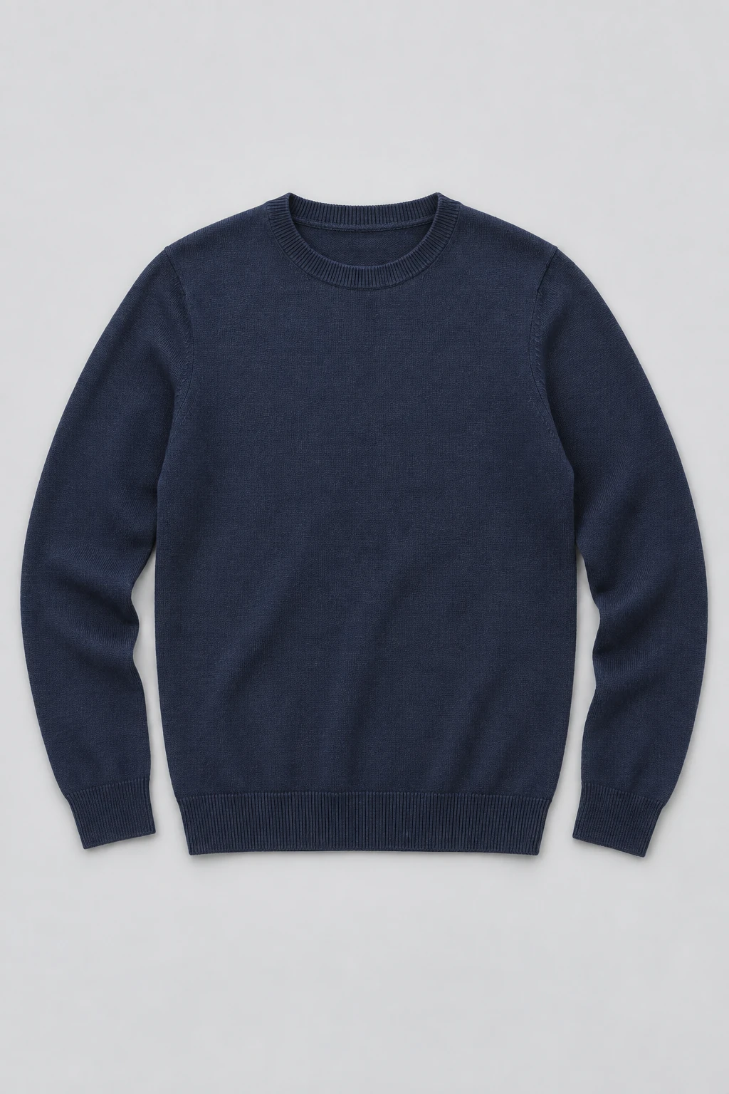 Navy Navy Fine-knit Crew-neck Sweater