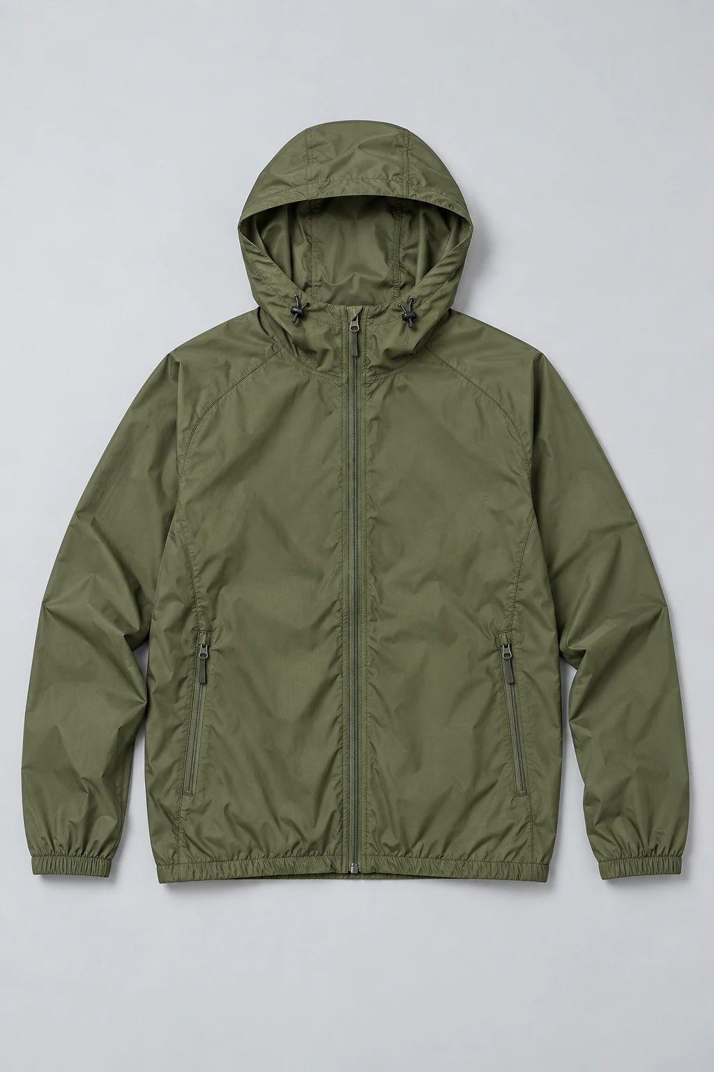 Olive Olive Hooded Windbreaker-style Jacket